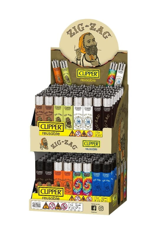 CLIPPER X ZIG-ZAG LIGTER REUSABLE DISPLAY 2PK | 48CT EACH