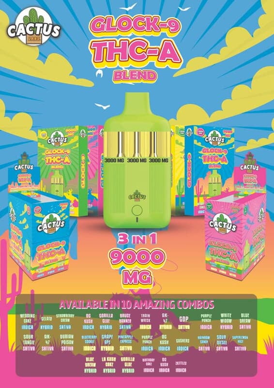 CACTUS LABS GLOCK-9 THC-A BLEND THCA+THCP+D8+D9+CBG DISPOSABLE | 5CT 