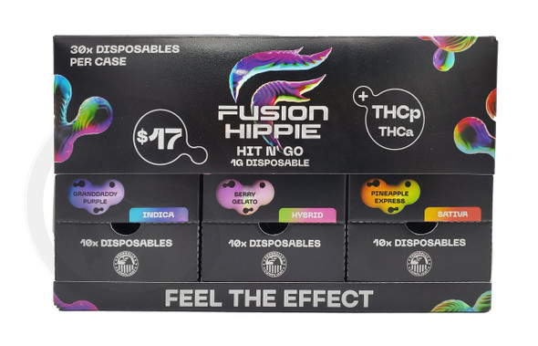 FUSION HIPPIE HIT N GO 1G THCA+THCP DISPOSABLE 30CT