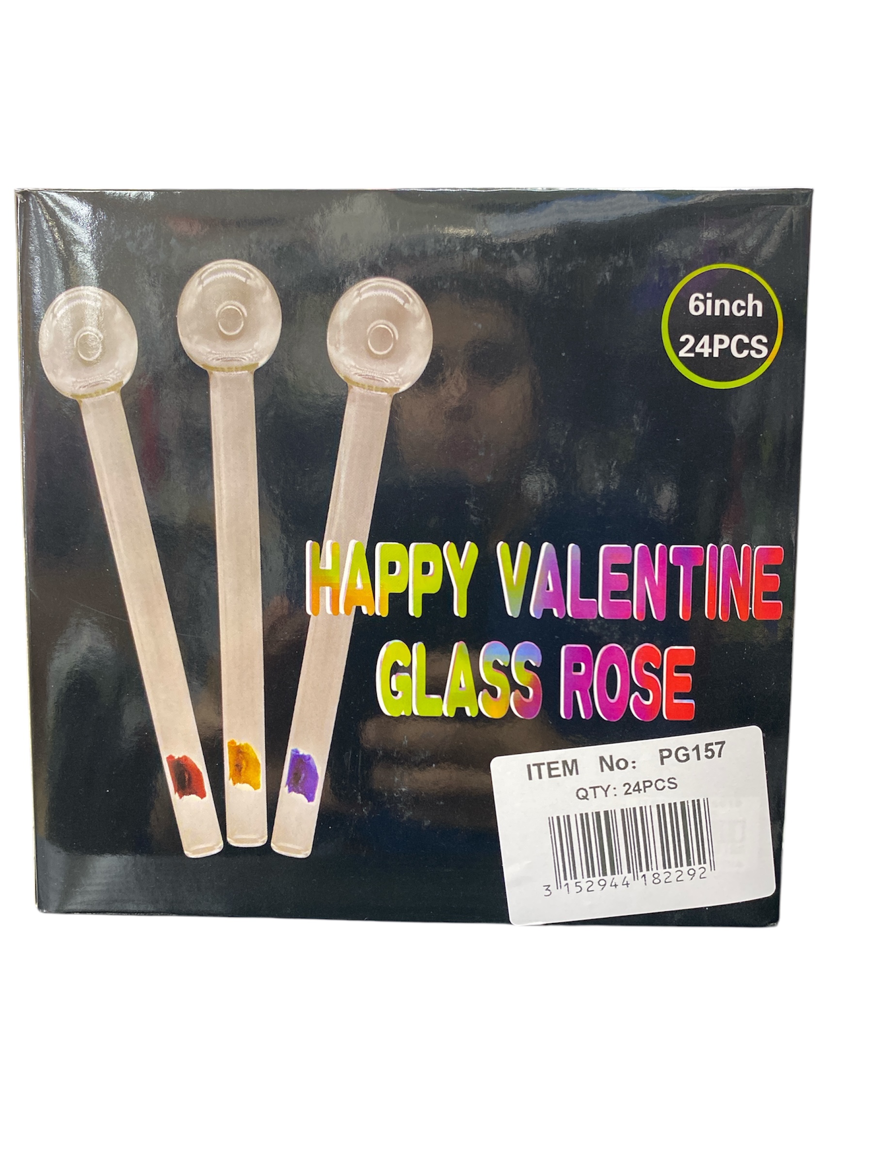 PG157 HAPPY VALENTINE GLASS ROSE 24CT