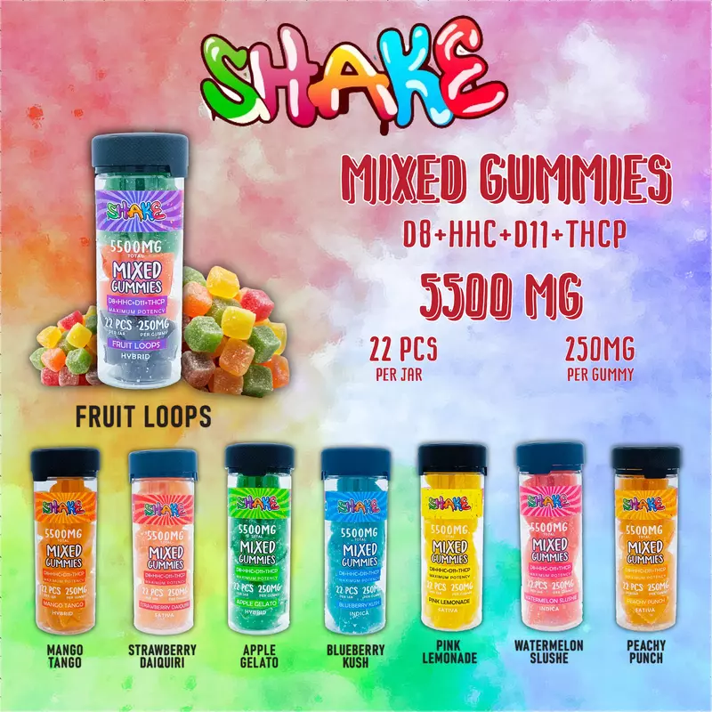 SHAKE MIXED GUMMIES D8+HHC+D11+THCP 450 MG PER GUMMY 20CT 9000MG