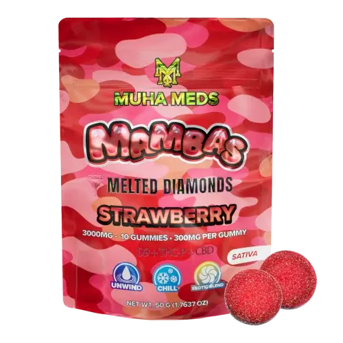 MUHA MEDS MAMBAS D9+THC-P+CBD MELTED DIAMOINDS GUMMIES | 10 COUNT | 3000MG