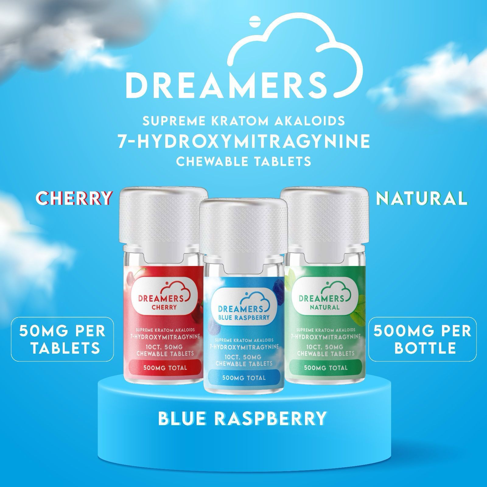 DREAMERS 7-HYDROXY SUPREME KRATOM ALKALOIDS 50MG TAB 10CT JAR
