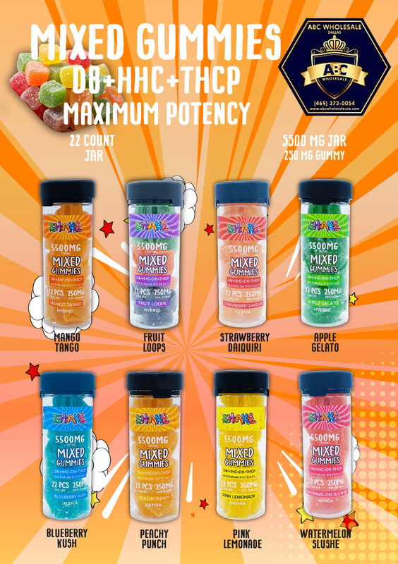 SHAKE D8+HHC+D11+THCP MIXED GUMMIES | 22PCS | 250MG GUMMY | 5500MG TOTAL 