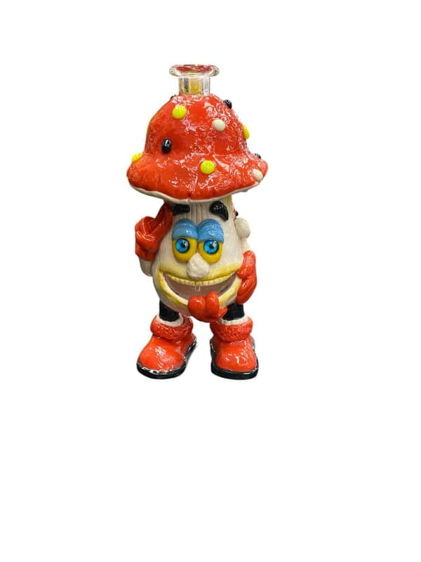 6.7INCH CUTE MUSHROOM CLAY OIL RIG WITH QUARTZ BANGER NAIL