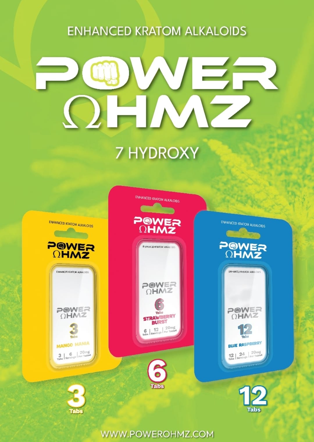 POWER 7OHMZ ENHANCED KRATOM ALKALOIDS 3PK 10CT/BOX