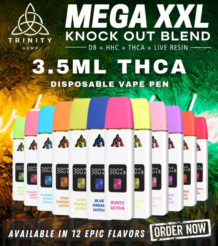 TRINITY HEMP MEGA XXL ALL IN ONE KNOCK OUT BLEND THCA+D8+HHC+LIVE RESIN