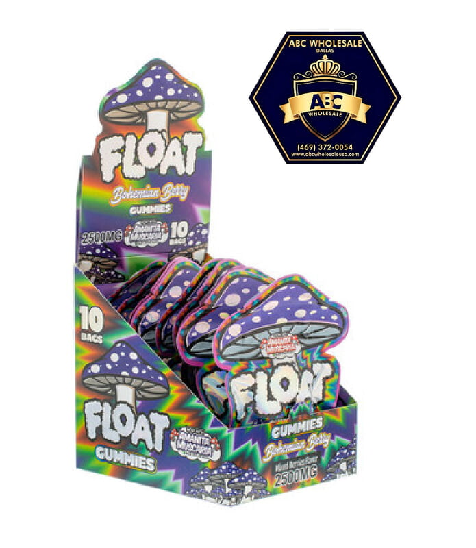 FLOAT AMAZITA MUSCARIA SHROOMS+D9 THC GUMMIES | 10CT | 250MG GUMMY | 2500MG TOTAL 