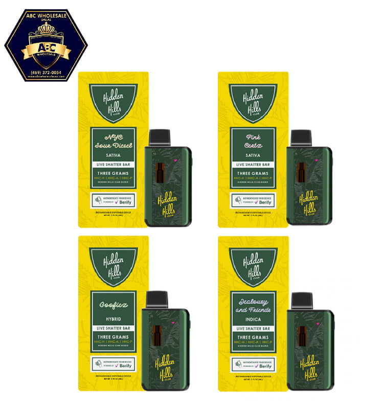 HIDDEN HILLS CLUB LIVE SHATTER BAR HHC-H+HHC-A+HHC-P DISPOSABLE | 5CT | 3GM HIDDEN HILLS CLUB LIVE SHATTER BAR HHC-H+HHC-A+HHC-P DISPOSABLE | 5CT | 3GM
