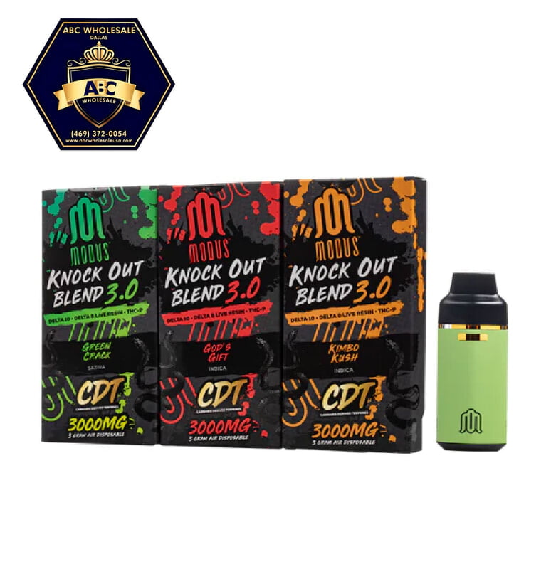 MODUS KNOCK OUT BLEND 3.0 D10+D8 LIVE RESIN+THC-P DISPOSABLE | 5CT | 3GM | 3000MG