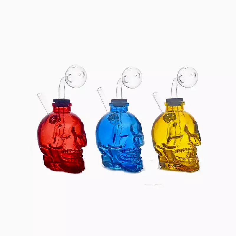 SKULL GLASS WATERPIPE WITH ASH CATCHER